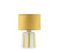 Emò Italia Lampada da Tavolo in Vetro con Paralume a Strisce in Tessuto Rajon 13xH20 cm 4 Varianti (1pz) Bianco/Giallo