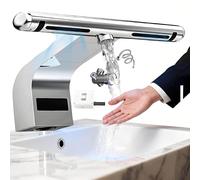 emobwdy Asciugamani Elettrico Potente da 1150 W E Rubinetto Senza Contatto, Asciugatore per Bagno Silenzioso in Acciaio Inossidabile con Aria Fredda/Calda, Asciugatore Automatico con Sensore