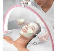 emobwdy Luce A Mezzaluna per Lampada per Ciglia, Lampada da Tavolo A LED A Mezzaluna da 40w per Estetiste, Nail Tech Ed Estetista,con Supporto per Telefono/Borsa di Stoccaggio/Regolazione Touch,Pink