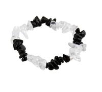 eModwey Braccialetto con cristalli di rocca e Tormalina Nera, Bracciale Elastico di Protezione Energetica, Pietre Naturali, Design Elegante, Lunghezza Estensibile 17-18 cm, Unisex