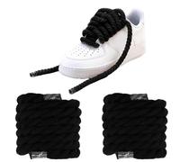 eModwey Chunky Laces Lacci per scarpe in corda di cotone spesso 10 mm -150cm-Rope laces Kit per Sneakers Air Force One,Lacci Corda Per Scarpe,Nero