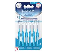 Scovolino Interdentale Emoform Celesete 6 Pz. con Tecnologia SoftCare per un Contatto Extra Delicato sulle Gengive grazie alle Setole Morbide - Impugnatura Antiscivolo con Cappuccio per l'igiene Orale
