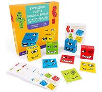 Emoji Costruzioni Puzzle di Espressione in Legno, PECHTY Gioco Espressioni Viso Cubo Giocattoli Educativi Montessori Regalo per Bambini, Emoticon IQ Puzzle Divertenti Interattivo