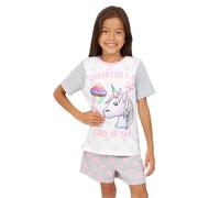 Emoji Set pigiama corto da bambina con scritta "Definitely a Unicorn Cupcake", Grigio, 10-11 Years