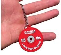 EMOM Fitness® Portachiavi a disco peso, 45 libbre, 41 mm, rosso, gomma resistente, ideale per gli appassionati di sollevamento pesi e palestra