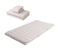 EMOOR Materasso Futon Giapponese Pieghevole 3 Ante con Imbottito MACHI 100 x 202 cm Grigio, Soffietto Pieghevole Cinghie Elastiche Dormire a Terra Letto Ospiti Tatami