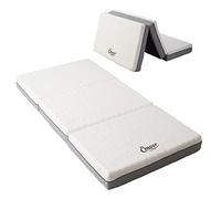 EMOOR Materasso Futon Giapponese Pieghevole PREMIUM 140 x 195 cm Bianco e Grigio, Fodera Sfoderabile Extra Spessa Schiuma di uretano Alta Densità Tre Strati