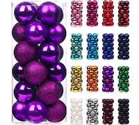 Emopeak Palle per Alberi di Natale - Set 24 Pezzi, Palla Sfera infrangibile in plastica per Albero di Natale, Accessori Decorativi per L'Albero di Natale per Decorazioni Feste (Purple, 1.2"-3.1CM)