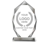 Emoragifou 21 x 13 cm personalizzato cristallo trofeo Award, targa premio in cristallo con incisione personalizzata con il tuo logo/emblema/testo, premi personalizzati e trofei per sport, eventi