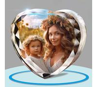 Emoragifou Cornice portafoto in cristallo personalizzata, stampa UV personalizzata a forma di cuore, regalo di compleanno personalizzato per donne, uomini, coppie, mamma, papà, regali commemorativi