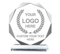 Emoragifou Premio Trofeo di cristallo personalizzato, targa premio in cristallo con incisione personalizzata con il tuo logo/emblema/testo, premi personalizzati e trofei per sport, eventi aziendali