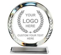 Emoragifou Trofeo di cristallo personalizzato da 17 x 15 cm, targa premio in cristallo con incisione personalizzata con il tuo logo/emblema/testo, premi personalizzati e trofei per sport, eventi