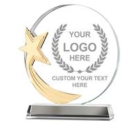 Emoragifou Trofeo di cristallo personalizzato da 18 x 15 cm, targa premio in cristallo con incisione personalizzata con il tuo logo/emblema/testo, premi personalizzati e trofei per sport, eventi