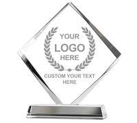 Emoragifou Trofeo di cristallo personalizzato da 18 x 16 cm, targa premio in cristallo con incisione personalizzata con il tuo logo/emblema/testo, premi personalizzati e trofei per sport, eventi