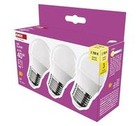 EMOS 3 lampadine a LED mini globo, 4,2 W, ricambio per lampadina da 40 W, lampadina piccola con attacco E27, luminosità 470 lm, luce bianca calda 2700 K, durata 30000 h, CRI min. 80, angolo di