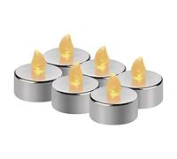 EMOS 6 lumini a LED color argento, candele senza fiamma effetto tremolante, decorazione per Natale, albero di Natale, tutti i santi, IP20 per interni, con batteria, bianco caldo DCCV12