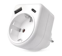 EMOS - Adattatore presa Schuko con uscita USB - Presa semplice con porta USB A e C max. 3A/15W - per interni (IP20) - 250V/16A/3680W - Bianco
