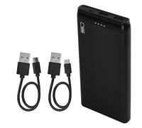EMOS - ALPHA 10S Power Bank 10.000 mAh - Batteria esterna con Passthrough - 2 uscite USB-A, 1 ingresso micro USB - incl. 2 cavi dati USB - Auto ON/OFF - per iPhone, iPad, smartphone, tablet - nero