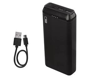 EMOS - ALPHA 10S Powerbank 20.000mAh - Batteria esterna Passthrough - 2 uscite USB-A, 1 ingresso micro USB - + 2 cavi dati USB - Auto ON/OFF - per iPhone, iPad, smartphone, tablet - Nero