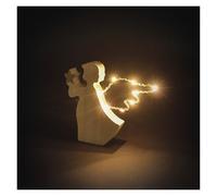 EMOS - Angelo in legno con stella e ali luminose - Decorazione in legno con 8 LED, bianco caldo - Timer 6/18h, funzionamento a batteria (2 x AAA) - Durata 10000 ore - per interni - Legno naturale