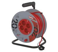 EMOS - Avvolgicavo 20 m - 4 prese Schuko - 230 V, 10 A, 2300 W - isolamento in PVC di alta qualità - H05VV-F3G 1,0 mm2 - protezione contro il surriscaldamento, freno bobina - IP20 per interni
