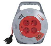 EMOS - Avvolgicavo 4 prese francesi, lunghezza cavo 10 metri, standard FRENCH, PVC