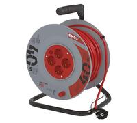 EMOS - Avvolgicavo 40 m - 4 prese Schuko - 230 V, 16 A, 3680 W - Isolamento in PVC di alta qualità - H05VV-F3G 1,5 mm2 - Protezione contro il surriscaldamento - IP20 per interni