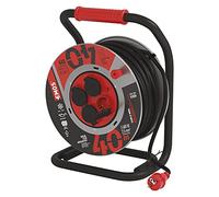 EMOS - Avvolgicavo 40 m in lamiera d'acciaio - 4 prese Schuko - impermeabile, resistente agli urti, all'olio e agli agenti atmosferici - 230 V, 16 A, 3680 W - isolamento in gomma - H07RN-F 2,5 mm2