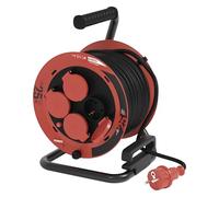 EMOS Avvolgicavo da 25 m, 4 prese Schuko con maggiore protezione da contatto, impermeabile e resistente al freddo, resistente agli urti, 230 V, 10 A, 2300 W, isolamento in gomma, H05RR-F3G 1,0 mm2