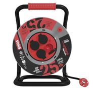 EMOS Avvolgicavo da 25 m in lamiera d'acciaio - 4 prese francesi - Impermeabile, resistente agli urti, all'olio e alle intemperie - 230 V, 16 A, 3680 W - Isolamento in gomma - H07RN-F 1,5 mm2 - IP44