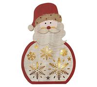 EMOS Babbo Natale in legno, 5 LED luce bianca calda, decorazione natalizia Babbo Natale, IP20 per interni, funzionamento a batteria (2 AA), durata 10000 ore, timer 6/18h, 0,3 Watt, 20 x 30 cm