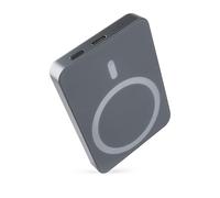 EMOS - Batteria esterna magnetica 5.000 mAh WI 522 - Batteria esterna magnetica con passthrough e ricarica wireless - Uscita USB-C con cavo dati USB - Per iPhone, iPad, smartwatch - Grigio