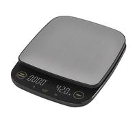 EMOS - Bilancia da caffè digitale in acciaio inox - Bilancia da cucina per barista - Peso massimo 3 kg, precisione 0,1 g - Funzione tara, timer, indicatore LED - g, lb, oz - gancio estraibile - nero