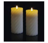 EMOS Candele a LED resistenti con effetto fiamma, 2 pezzi, funzione timer, per interni, luce bianca calda, funzionamento a batteria (2 batterie AAA non incluse), cera d'api