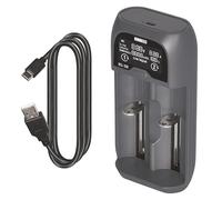 EMOS Caricatore universale per batterie AAA, AA, C, SC per batterie intelligenti agli ioni di litio, LiFePO4, NiMH, NiCd + cavo USB 5 V/2 A
