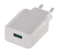 EMOS Caricatore USB Quick, QC 3.0, adattatore di ricarica con 1 porta 3 A, per tablet, cellulare, smartphone, lettore MP3, spina europea senza cavo
