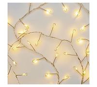 EMOS Catena di luci a LED a luce bianca calda, 2,4 metri, filo di luci a grappolo argento, funzione timer 6/18 h, funzionamento a batteria (3 x AA), durata 10.000 h, IP20 per interni