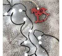 EMOS Catena di luci a LED bianco freddo per interni ed esterni, 30 m di lunghezza, catena di luci di Natale con 300 LED a forma di sfera, funzione timer 6 ore, fontana