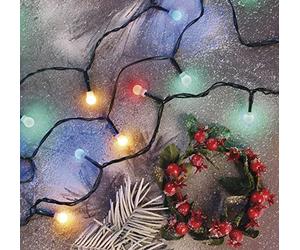 EMOS Catena di luci LED multicolore per interni ed esterni, 20 m di lunghezza, catena di luci di Natale con 200 LED a forma di sfera, funzione timer 6 ore, alimentatore e