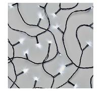 EMOS Catena luminosa a LED bianca fredda, 2,8 metri, filo nero con 40 LED, funzione timer 6/18h, funzionamento a batteria (3 x AA), durata 10.000 h, IP44 per interni ed esterni
