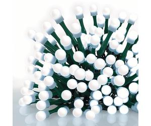 EMOS - Catena luminosa a LED con 200 LED a forma di sfera, bianco freddo, 20 m, per feste, Natale, decorazione, 8 modalità di illuminazione, timer da 6 ore, alimentatore, cavo di alimentazione da 5 m
