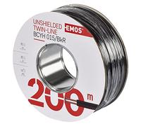 EMOS Cavo in rame 2 x 0,15 mm², 200 metri in puro rame per bassa tensione, nero con marcatura polarità rossa