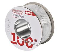 EMOS Cavo in rame S8251, 2 x 0,5 mm², 100 m, rame puro per bassa tensione, bianco con polarità contrassegnata