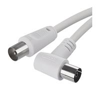 EMOS Cavo per antenna, cavo coassiale, cavo TV, 15 m, cavo coassiale per TV digitale, ricevitore, SAT, doppia schermatura, maschio coassiale dritto su femmina coassiale ad angolo (90°)