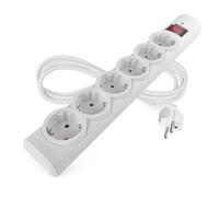 EMOS - Ciabatta di protezione da sovratensione con indicatore LED, 6 prese, cavo da 1,5 m - 6 prese Schuko ruotate a 45°, interruttore, maggiore protezione da contatto - Carico massimo 2300 W/10 A