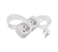 EMOS - Ciabatta elettrica a 2 vie, 2 m - 2 prese french ruotate di 45°, standard francese