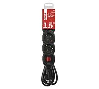 EMOS - Ciabatta elettrica a 4 prese 1,5 m - con interruttore - 4 prese Schuko ruotate 45° - 250 V, 16 A, 3680 W - Isolamento in PVC - H05VV-F3G 1,5 mm2 - Maggiore protezione da contatto - IP20 per