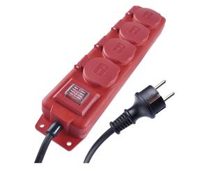 EMOS - Ciabatta elettrica a 4 prese, 3 m, con interruttore, 4 prese francesi ruotate a 45°, impermeabile, 250 V, 16 A, 3680 W, in gomma, H07RN-F3G 1,5 mm2, maggiore protezione da contatto, IP44, per