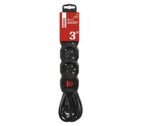 EMOS - Ciabatta elettrica a 4 prese 3 m - con interruttore - 4 prese Schuko ruotate 45° - 250 V, 16 A, 3680 W - Isolamento in PVC - H05VV-F3G 1,5 mm2 - Maggiore protezione da contatto - IP20 per