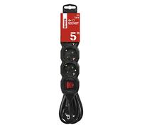 EMOS - Ciabatta elettrica a 4 prese 5 m - con interruttore - 4 prese Schuko ruotate 45° - 250 V, 16 A, 3680 W - Isolamento in PVC - H05VV-F3G 1,5 mm2 - Maggiore protezione da contatto - IP20 per